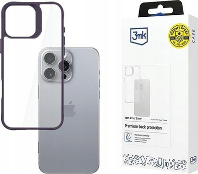 Mbulesë 3MK SatinArmor+ për iPhone 16 Pro Max 6.9", rezistente ndaj goditjeve, violet