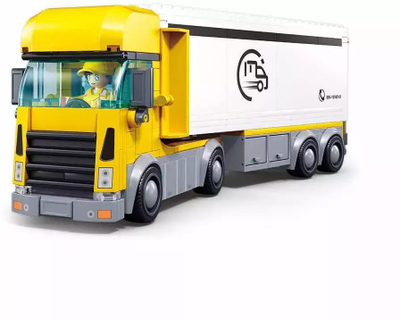 Set lodër ndërtimi Sluban Metropolis Van M38 B1289, 269 pjesë, kamion transporti, i verdhë e bardhë