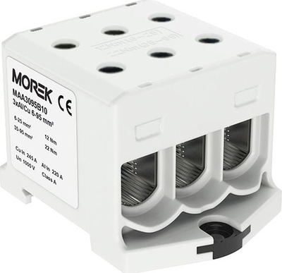 Терминал железнички Morek MAA3095A10, 6 x 6-95mm², 1000V, сив