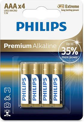 Bateri alkaline Philips Premium Alkaline AAA, set 4 copë