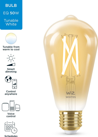 Llampë e zgjuar WiZ ST64 Edison, 7W, E27, 2000K–5000K, e tejdukshme