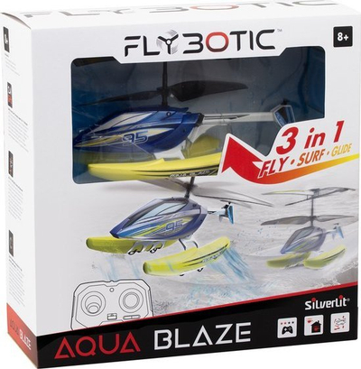 Helikopter lodër me komandë Flybotic Aqua Blaze, 3‑në‑1, blu e verdhë