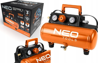 Kompresor me bateri Neo 04-620, 3.8L, 8 bar, portokalli