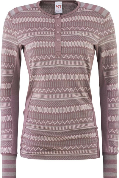 Bluzë termo për goca Kari Traa Akle LS, lesh merino 210 g/m², mëngë të gjata, taupe