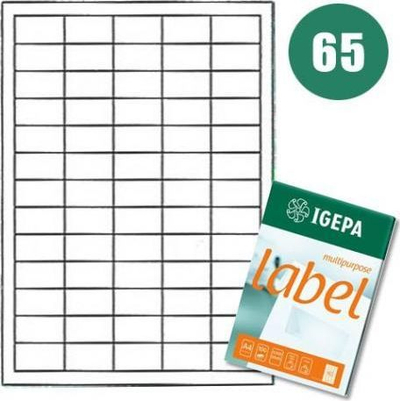 Etiketa vetëngjitëse Mondi IGEPA, A4, 65 etiketa për fletë, të bardha
