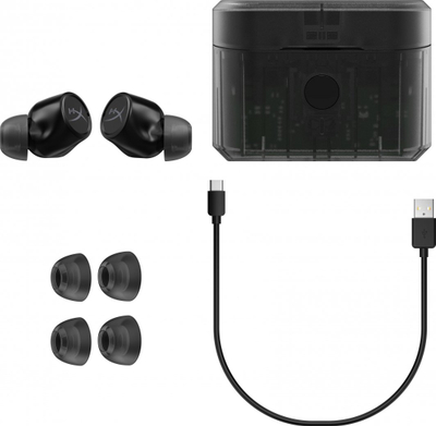 Kufje pa tela HyperX Cirro Buds Pro, me heqje zhurme, me kuti karikimi, të zeza