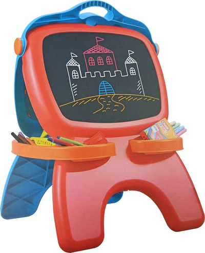 Dërrasë dyanshme magnetike LeanToys, me shkumësa dhe marker, blu e kuqe