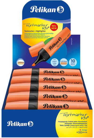 Marker teksti Pelikan Textmarker 490, pako me 10 copë, portokalli fluoreshent