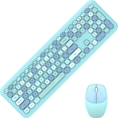 Set tastierë me mi pa tela Mofii 666, 2.4 GHz, 112 taste, blu