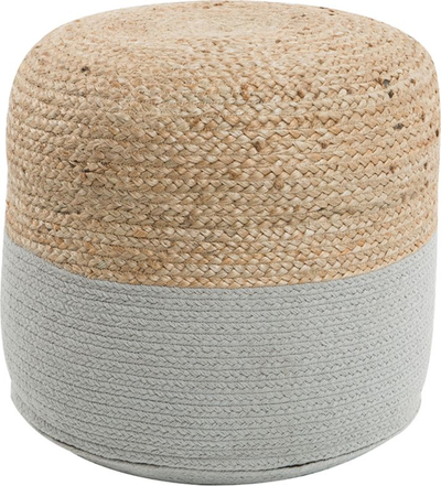 Puf dekorativ DALAMA Jute, 48 cm, jute dhe gri e lehtë