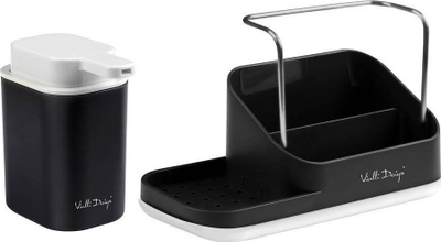 Organizues kuzhine Vialli Design Livio Duo, dozator 350ml, mbajtës sfungjeri dhe lecke, i zi