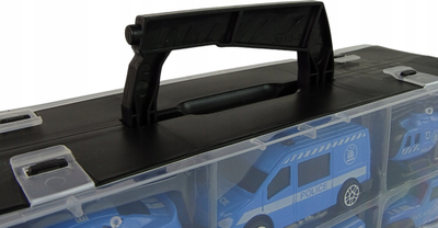 Set lodrash kamion policie Leantoys, transportues me 12 makina, plastike, blu
