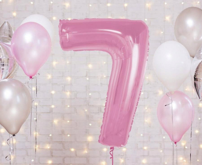 Balon numër 7 foli, 92 cm, rozë e çelët