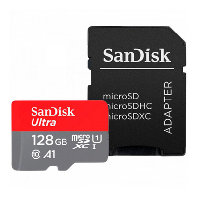 Kartë memorie SanDisk Ultra microSDXC, 128GB, 140MB/s, me adapter