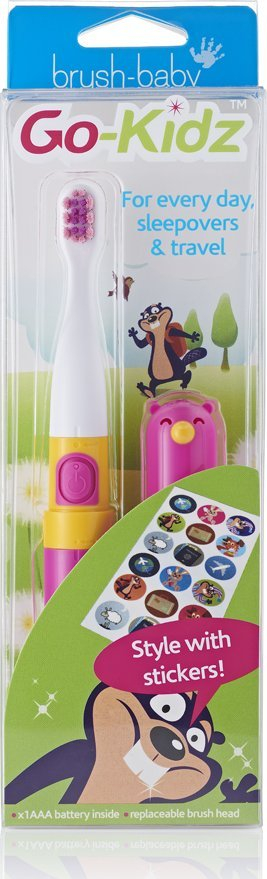 Furçë dhëmbësh elektrike Brush-baby Go-KIDZ, sonike, për udhëtim, rozë
