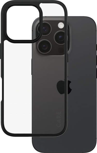 Mbulesë telefoni PanzerGlass CARE Urban Combat për iPhone 16 Pro, transparente me kornizë të zezë