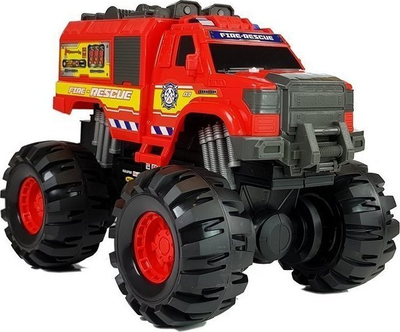 Kamion zjarrfikës lodër Leantoys Monster, me telekomandë, shkallë 1:8, i kuq