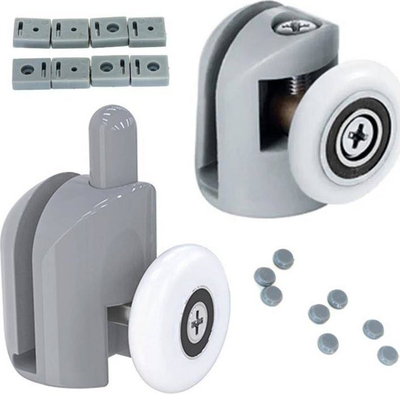 Set rrotullash për kabinë dushi AG527E, 8 copë, çelik inox, gri me të bardhë