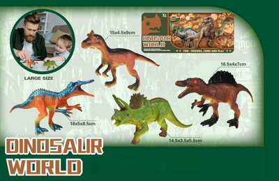 Figurina dinosauri Maksik HY637, set me 4 copa, përmasa të mëdhaja, shumëngjyrësh