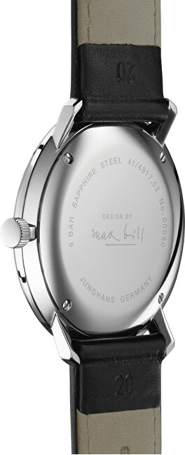 Orë dore për meshkuj Junghans Max Bill Quartz 41/4817.02, e zezë