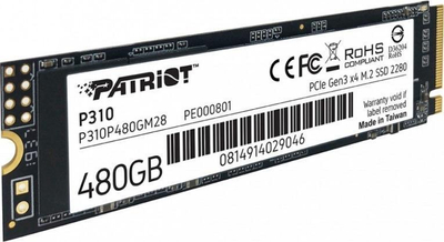 Disk SSD Patriot P310 . 480GB, M.2 2280 PCI-E x4 Gen3 NVMe