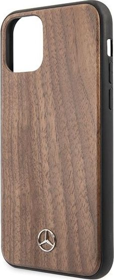 Këse telefoni Mercedes Benz Wood Line Walnut për iPhone 11 Pro Max, kafe