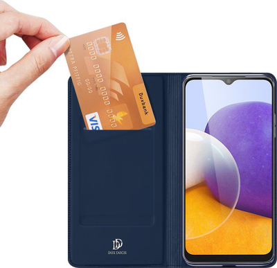Këllëf Dux Ducis Skin Pro për Samsung Galaxy A22 4G, me xhep kartash, bojkë e errët