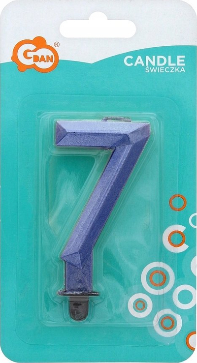 Qiri torte Godan Birthday Candle 7, 7.5cm, blu e errët metalike