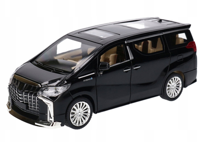 Играчка автомобил Toyota Alphard, метален модел 1:24, со повлекување, црн