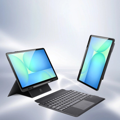 Футрола со тастатура Dux Ducis DK Series за Samsung Galaxy Tab S10 FE+, Bluetooth 5.0, со осvetлување, црна