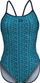 Kostum banje njëpjesësh për goca Arena Starfish Lace, MaxLife Eco, me yll deti, blu jeshile