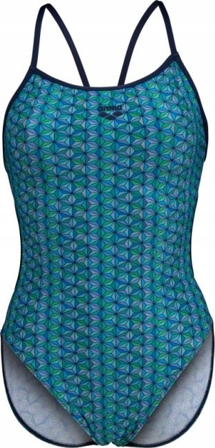 Kostum banje njëpjesësh për goca Arena Starfish Lace, MaxLife Eco, me yll deti, blu jeshile