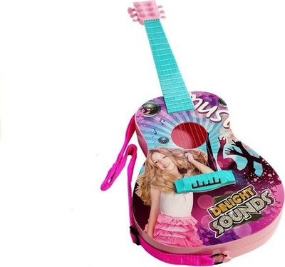 Set kitarë me mikrofon karaoke Lean Toys, muzikë dhe drita, lodër për kalamaj, shumëngjyrsh