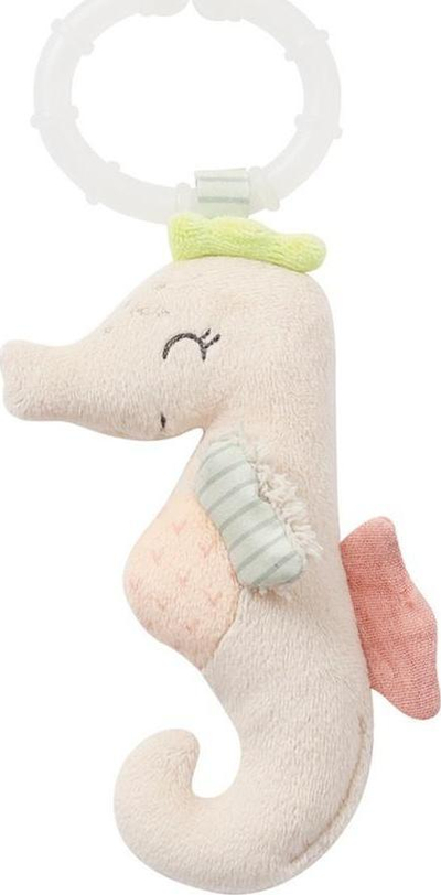 Плишана играчка со прстен Fehn Mini Морско Коњче, 18cm, за новороденчиња, беж