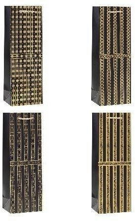Qese dhurate Rozette TBG 24216 BB HS, për shishe, 12x35x9cm, shumëngjyrëshe