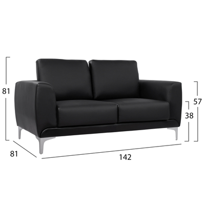 Divan 3 ulëse KENZIE, PU, 190×81×81 cm (HM3121.31), zezë