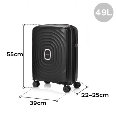 Valixhe kabine SwissBags Echo 16575, polipropilen, 4 rrota, gri