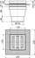Kullues dyshemeje vertikal inox, 150x150mm, DN110, argjendtë