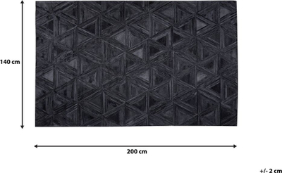Tapet Beliani KASAR, lëkurë natyrale, 140x200 cm, i zi