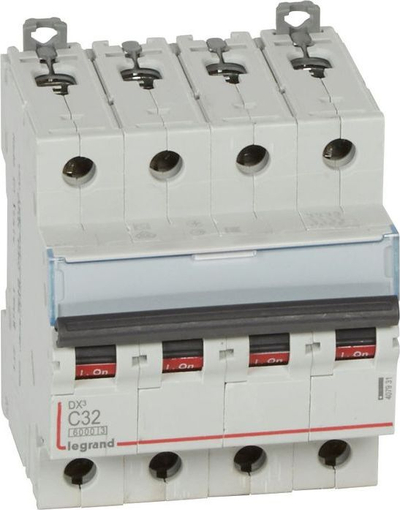 Ndërprës qarku Legrand DX3 LEXIC 407931, 32A, 4-polësh, gri