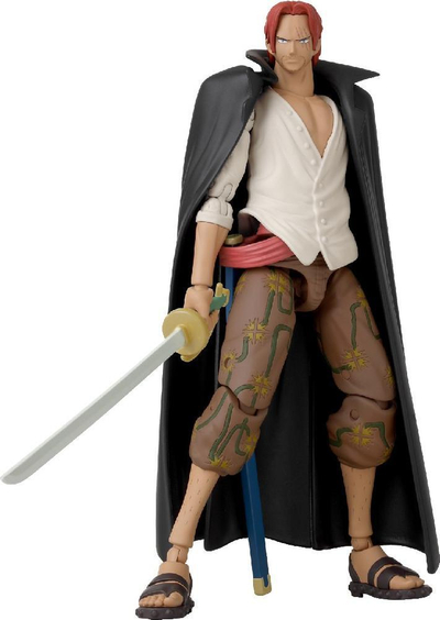 Figurë aksion Bandai One Piece Anime Heroes Shanks, që lëviz në nyje, me aksesorë, me mantel të zi