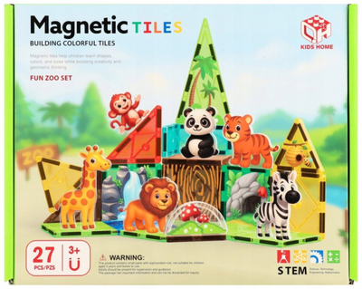 Set blloqe magnetike Mega Creative ZOO, 27 copë, për fëmijë 3+, shumëngjyrëshe