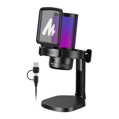 Mikrofon gaming Maono DGM20, USB, me ndriçim RGB, i zi