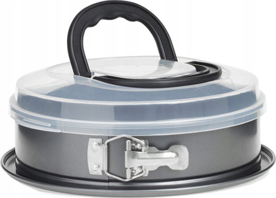 Formë rrethore për tortë Secret De Gourmet Springform, 28 cm, me kapak dhe dorezë, metalike