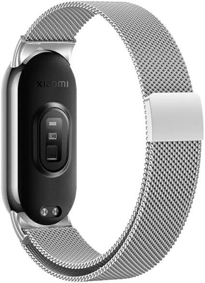 Ремен за рака Beline за Xiaomi Mi Band 9/8, магнетен, не’рѓосувачки челик, сребрен