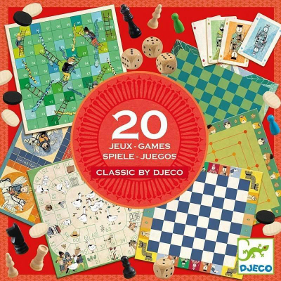 Set lojërash tavoline Djeco Classic Box, 6+ vjeç, shumëlojëshe, shumëngjyrësh