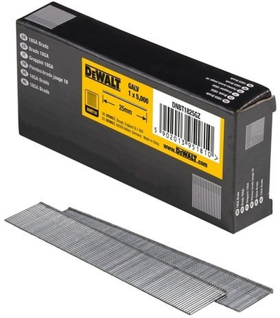 Gozhda DeWalt 18 Gauge Brad, 25mm, të galvanizuara, 5000 copë