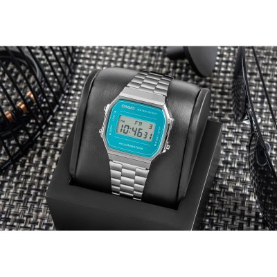 Orë dore Casio A168WEM 2EF, digjitale, për meshkuj, argjendtë