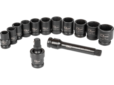 Set çelësa goditës Corona C1222, 13-27mm, 1/2", 13 copa, i zi