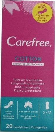 Pantyliners Carefree Cotton Feel Normal, pa aromë, 20 copë